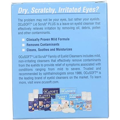 OCuSOFT Lid Scrub Plus, Pre-Moistened Pads, Individually Wrapped, 30 Count (Pack of 2)