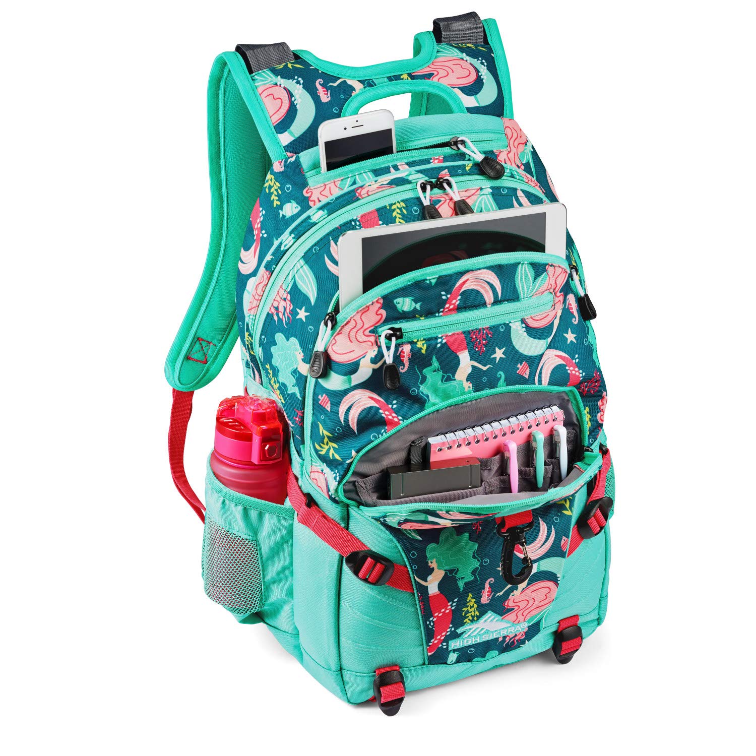 High Sierra Loop-Backpack, Travel, or Work Bookbag with tablet-sleeve, Mermaid, One Size