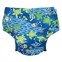 i play. by green sprouts Reusable, Eco Snap Swim Diaper with Gussets, UPF 50, 3T, Royal Blue Turtle Journey, Patented Design, STANDARD 100 by OEKO-TEX Certified