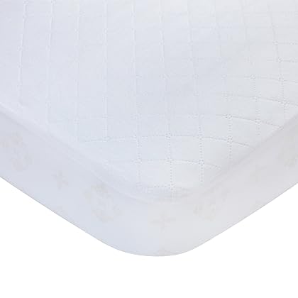 Carters Waterproof Fitted Crib Mattress Pad and Toddler Crib Mattress Protector - Baby Crib Mattress Cover - Protective Sheet for Boys and Girls Bedding Sets White