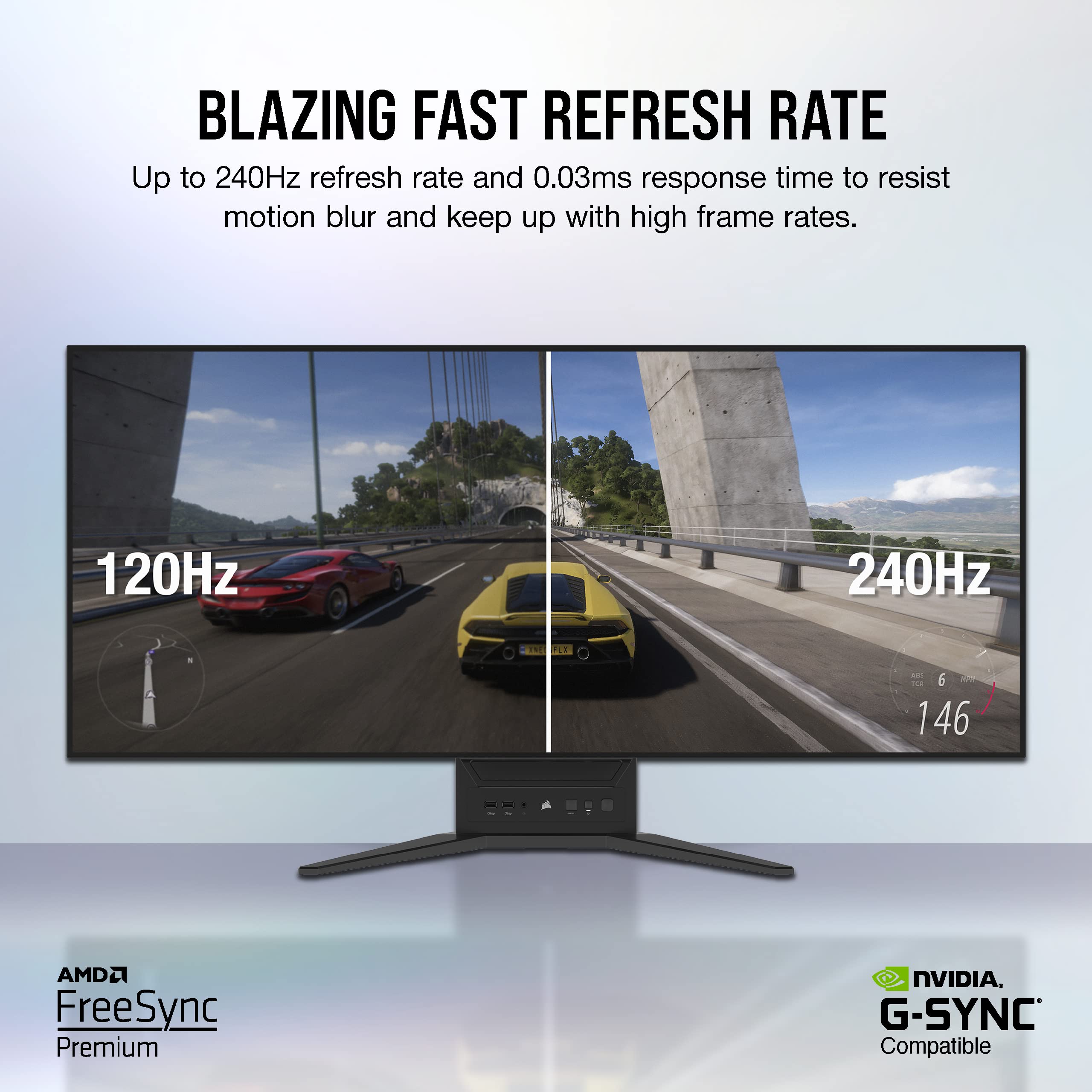 Corsair XENEON FLEX 45WQHD240 Gaming Monitor - 45-Inch OLED WQHD (3440 x 1440) Bendable Display, 240Hz Refresh Rate, 0.03ms GtG Response Time, NVIDIA® G-SYNC Compatible, AMD FreeSync™ Premium - Black