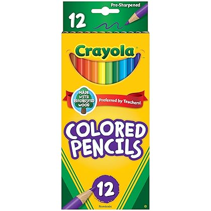 Crayola Colored Pencils, Assorted Colors, Pre-sharpened, Adult Coloring, 12 Count, Gift