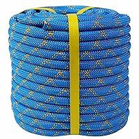 Double Braid Polyester Arborist Rigging Rope -1/2 inch x 100 feet - High Strength Bull Rope for Tree Work, Swing, Sailing, Towing, Blue/Red/Yellow