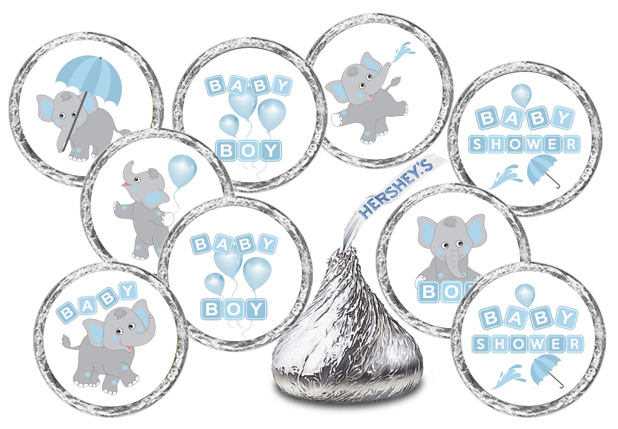 324 Elephants Blue Boy Baby Shower Favors Stickers for Baby Shower Or Baby Sprinkle Party Decorations, Baby Shower Blue Favors, Baby Shower Labels, Its a Boy Kisses. Candy not Included