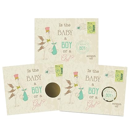 My Scratch Offs - Its a Boy Vintage Stork Gender Reveal Scratch Off Cards - Pack of 25 for Gender Reveal Games Fun Baby Gender Reveal Ideas for Family and Guests