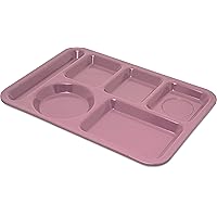 Carlisle FoodService Products Plastic Meal Tray Left-Handed Heavyweight Lunch Tray with 6-Compartments for Schools, Cafeterias, and Dining Halls, Melamine, 14 x 10 Inches, Rose Granite