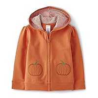 Gymboree Girls' and Toddler Pumpkin Zip Up Embroidered Fall Hoodie