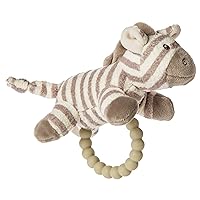 Mary Meyer Afrique Teether Baby Rattle, 5-Inches, Zebra