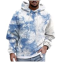 Men Hoodie,Big Tall Tie Dye Hoodie Mens Long Sleeve Vintage Graphic Fleece Hooded Pullover Sweatshirts With Pocket