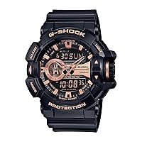 Casio XL G-Shock Quartz Sport Watch with Plastic Strap, 18.3 (Model: GA-400GB-1A4) Black/Rose Gold
