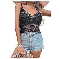 SOLY HUX Women's Beach Cover Up Summer Hollow Out Sleeveless Swim Bikini Swimsuit Cover Up Top
