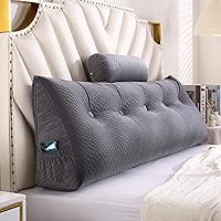 Wedge Pillow Headboard Small(23.6 x 7.8 x 19.7 Inches),Bolster Triangular  Headboard Pillow Positioning Support Reading Backrest Wedge Pillow for Day