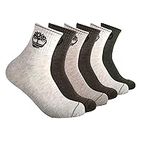 Timberland Men's 6-Pack Quarter Socks, Oatmeal Heather (6 Pack), Large