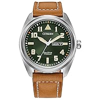 Citizen Men's Sport Casual Garrison 3-Hand Day/Date Eco-Drive Watch, Arabic Markers, Super Titanium®, Sapphire Crystal, Field Watch