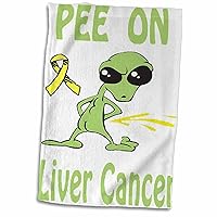3dRose Super Funny Peeing Alien Supporting Causes for Liver Cancer - Towels (twl-120709-1)