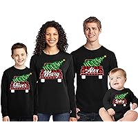 Christmas Plaid Red Truck Xmas Tree Matching Family Long Sleeve Shirt
