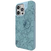 ZAGG London Snap iPhone 15 Pro Max Case - Protective Cell Phone Case, Drop Protection (13ft/4m), Durable Graphene, MagSafe Phone Case, Slim and Lightweight, Floral Teal Blue