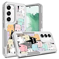 Case for Samsung Galaxy S23+, Cute Funny Cats Pattern Shock-Absorption Hard PC and Inner Silicone Hybrid Dual Layer Armor Defender Case Protective Case for Samsung Galaxy S23 Plus 5G