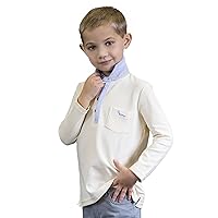 Boys' Cream Pique Polo Shirt - 100% Pima Cotton Long Sleeve Tennis Top Off White