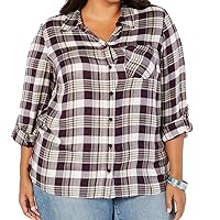 Style & Co. Womens Plaid Button Up Shirt