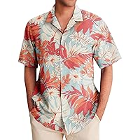 T Shirts for Man Short Sleeve Printed Shirts Button Down Lapel Shirt Vacation Holiday Shirt Tropical Summer T-Shirts