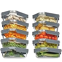 Vtopmart 5 Pack 22oz Glass Food Storage Containers with Lids, Meal Prep Containers, Airtight Lunch Containers Bento Boxes with Snap Locking Lids for Microwave, Oven, Freezer and Dishwasher