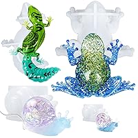 Animal Epoxy Resin Molds Silicone, 3D Frog Lizard Snail Variety Pack of 4