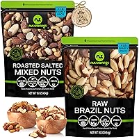 Raw Brazil Nuts + Roasted Salted Mixed Nuts 16.oz 2 Pack Bundle