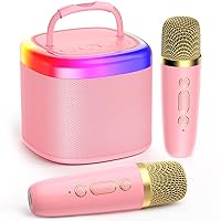 Kids Karaoke Machine: Portable Bluetooth Karaoke Speaker with 2 Wireless Mics & Disco Lights - Ideal Gift for Birthdays Christmas Home Parties, Microphone Toys for Kids Girls, Boys and Families