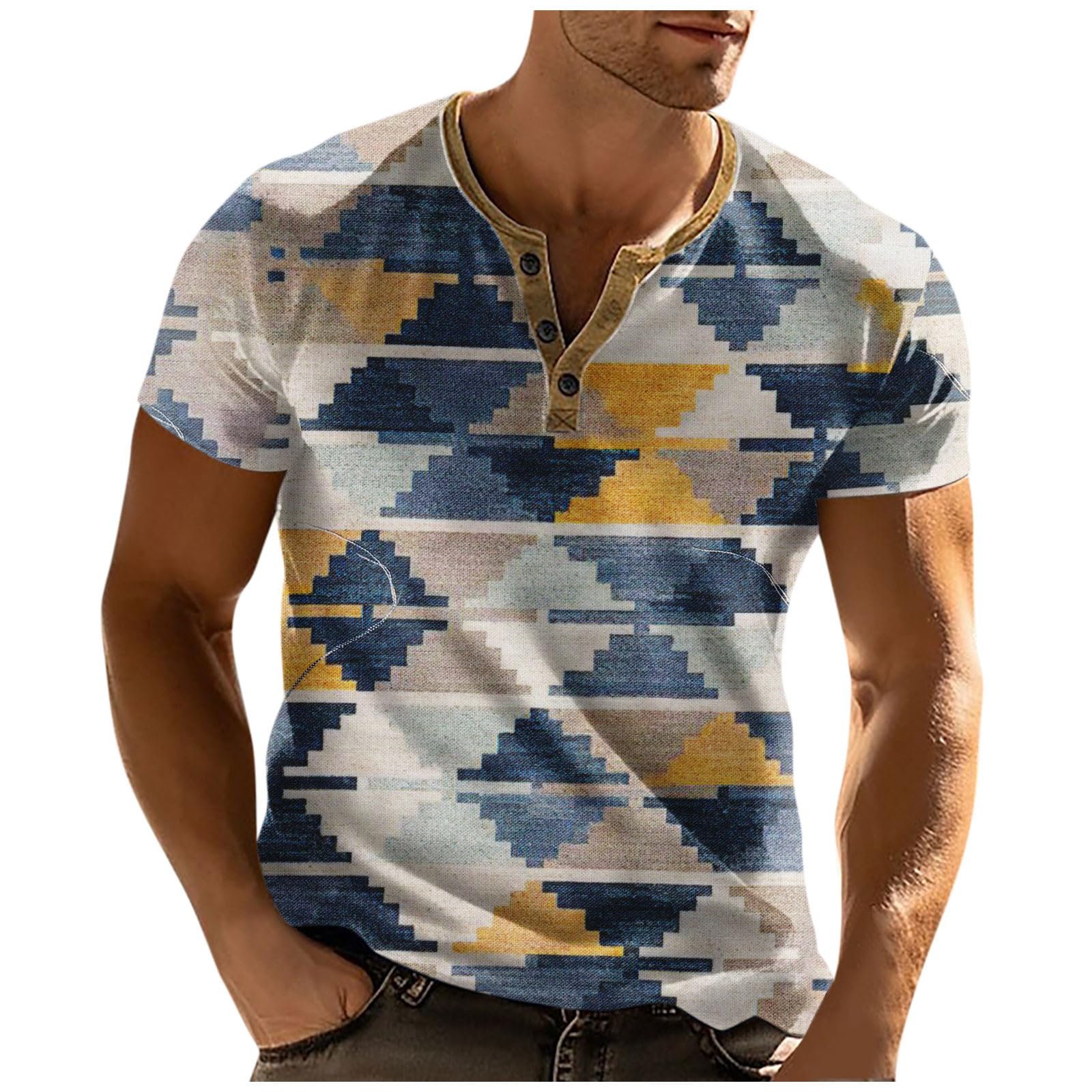Short Sleeve Shirts for Men Print Regular Tops Summer Plus Size