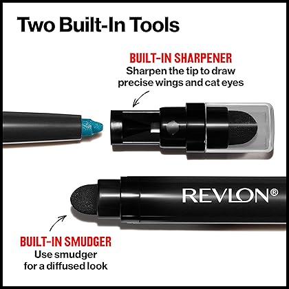 Revlon Pencil Eyeliner, ColorStay Eye Makeup with Built-in Sharpener, Waterproof, Smudgeproof, Longwearing with Ultra-Fine Tip, 201 Black, 0.01 Oz