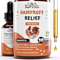 Natural Dog Dandruff Treatment - Supports a Health Skin & Coat, & Dandruff Relief - Dog Dry Skin - Dog Dry Skin Treatment - Dog Skin and Coat Supplement - Skin and Coat Supplement for Dogs - 1 fl oz