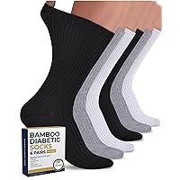 Pembrook Ribbed Knit Bamboo Diabetic Socks - 6 Pairs Crew Bamboo Socks Womens | Neuropathy socks | Diabetic socks for women
