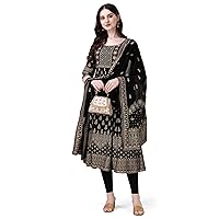 Womens Party Wear Hand Embroidery Work and Printed Anarkali Kurta Dupatta with leggings