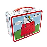 AQUARIUS Peanuts Snoopy Red Dog House Fun Box - Sturdy Tin Storage Box with Plastic Handle & Embossed Front Cover - Officially Licensed Peanuts Merchandise & Collectible Gift