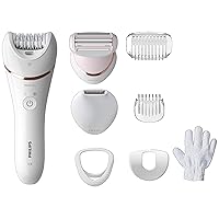 Philips Beauty Epilator Series 8000, Wet & Dry, 3 in 1 Shaver and Trimmer for Women with 8 Accessories, BRE720/14