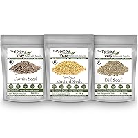 The Spice Way Pickling Bundle includes, Dill Seed (8oz), Cumin Seeds (8oz), Yellow Mustard Seed (6oz)
