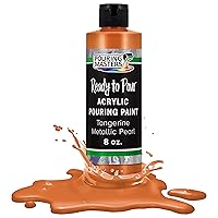 Pouring Masters Tangerine Metallic Pearl Acrylic Ready to Pour Pouring Paint – Premium 8-Ounce Pre-Mixed Water-Based - For Canvas, Wood, Paper, Crafts, Tile, Rocks and more