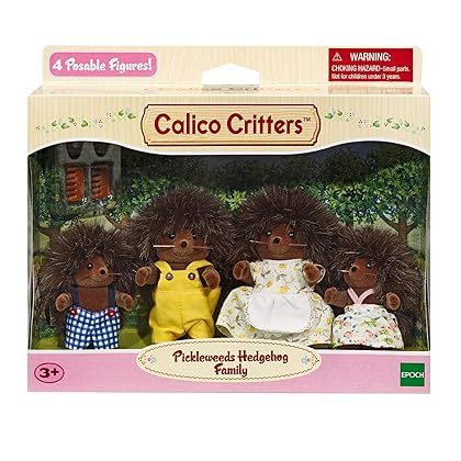 Calico Critters Pickleweeds Hedgehog Family - Set of 4 Collectible Doll Figures for Children Ages 3+