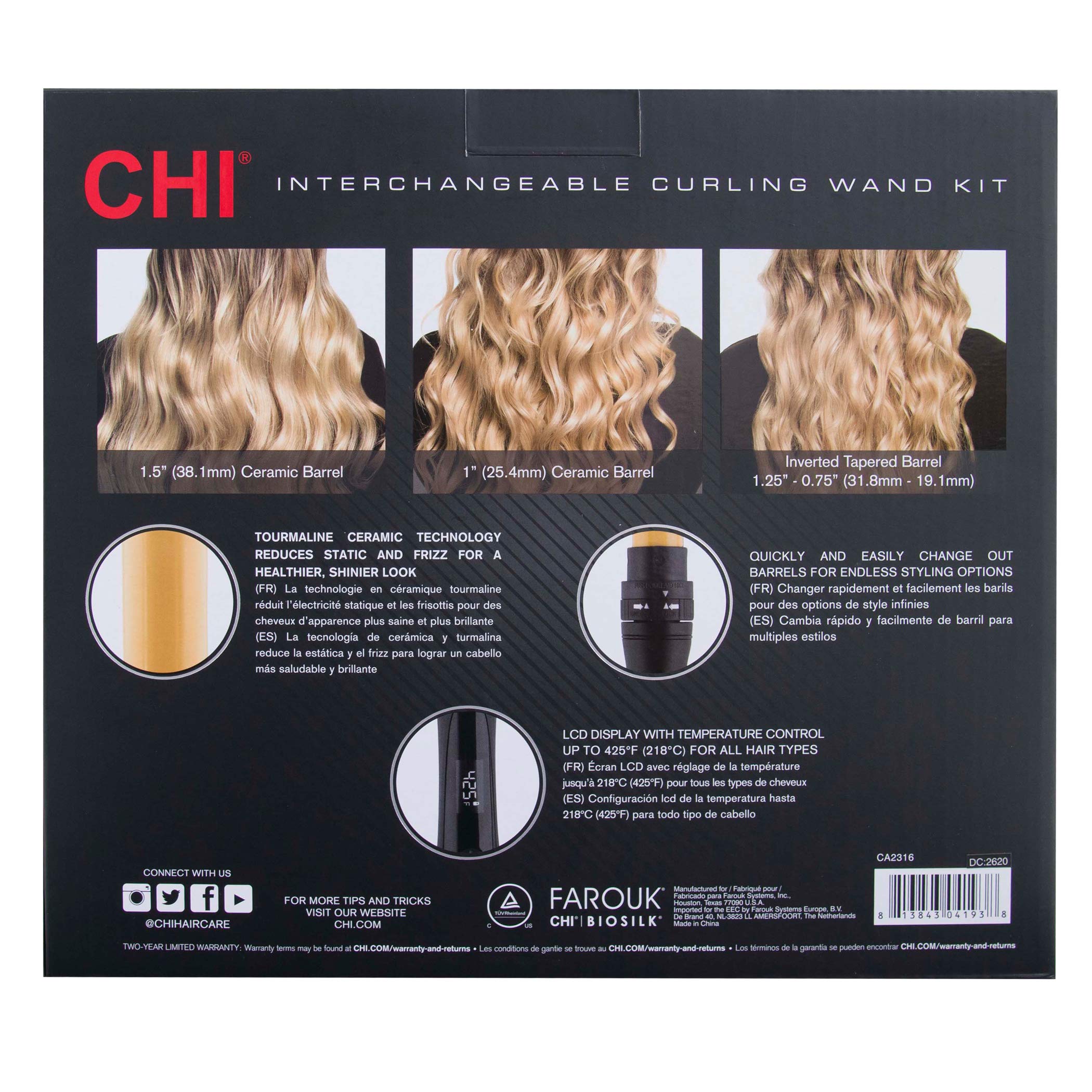 CHI Interchangeable Curling Wand With Inverted Tapered 0.5