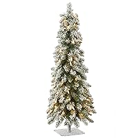 National Tree Company Pre-lit Artificial Mini Christmas Tree | Includes Pre-strung White Lights | Snowy Downswept Forestree - 3 ft