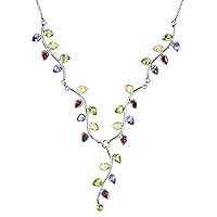 Franki Baker Garnet Amethyst Peridot Citrine Multi Gemstone & Sterling Silver Vine Leaf Necklace Length: 42cm.