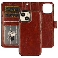 Bocasal Detachable Wallet Case for iPhone 15 RFID Blocking Card Slots Holder Premium PU Leather Magnetic Kickstand Shockproof Wrist Strap Removable Flip Protective Cover 5G 6.1 inch (Brown)