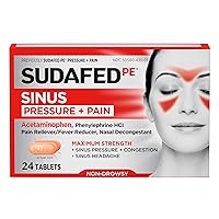 SUDAFED PE Pressure + Pain Maximum Strength Caplets for Adults 24 ea (Pack of 4)