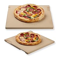 Pizza Stone Baking & Grilling Stone, Perfect for Oven, BBQ and Grill. Innovative Double - faced Built - in 4 Handles Design (12