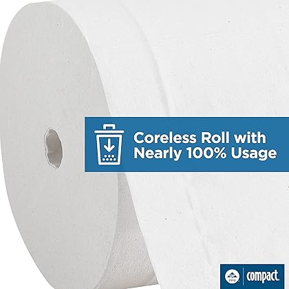 Compact Coreless 2-Ply Recycled Toilet Paper by GP PRO (Georgia-Pacific); 19375; 1;000 Sheets Per Roll; 36 Rolls Per Case