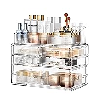 ZHIAI Clear Makeup Organizer for Vanity - Organize Your Beauty Essentials with Make Up Organizers and Storage, Multi-Purpose Bathroom Organizer Jewelry Holder Organizer, (1 Top 5 Drawers)