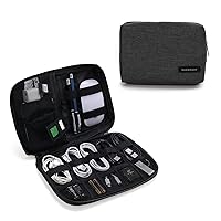 BAGSMART Electronics Organizer Travel Case, Small Cord Bag, Tech Organizer as Travel Accessories for Men Women, Cable Essentials for Phone, SD Card, Black