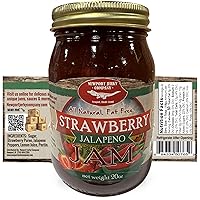 Gourmet Strawberry Jalapeno Jam 20oz Handcrafted Small Batch (FAT FREE, GLUTEN FREE & ALL NATURAL)
