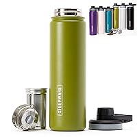 The Tea Spot Steepware Tea Tumbler and Thermos, 22oz, Tea Bottle with tea infuser for loose leaf tea or iced coffee, Sleek Double Wall Tumbler & Insulated Travel Bottle - Olive